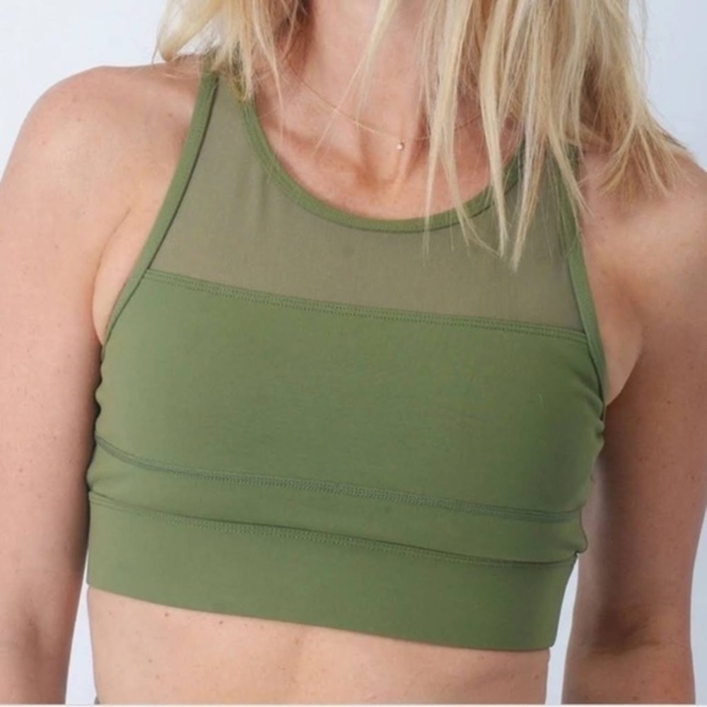 ZYIA One More Rep Sports Bra Sz Small - Green Mesh Racerback All Star